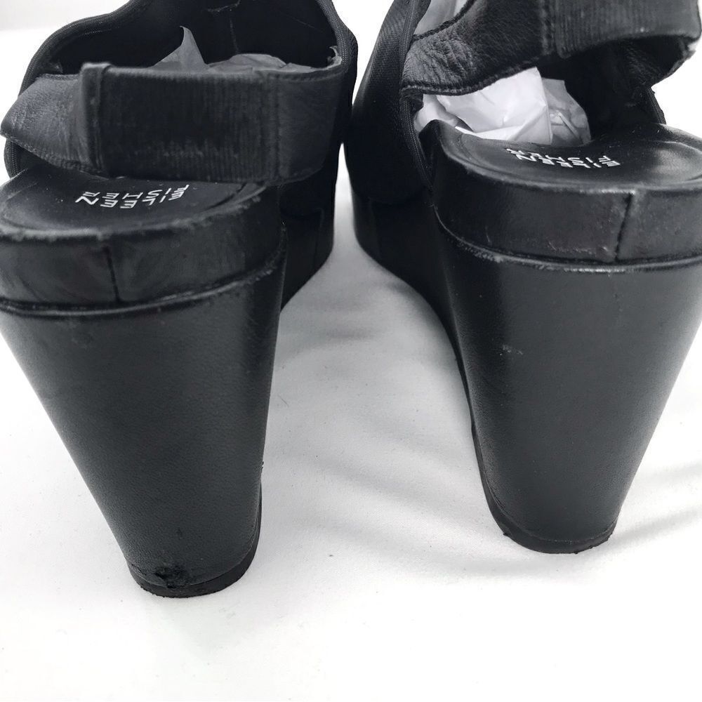 Eileen Fisher Black Wedge Sandals - Picture 8 of 13